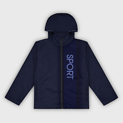 Ветровка с капюшоном женская Sport тёмный синий с полосой с затемнением, цвет: 3D-черный