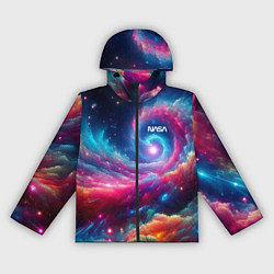 Ветровка с капюшоном женская Неоновая галактическая спираль - нейроарт, цвет: 3D-черный