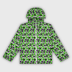Ветровка с капюшоном женская Киберпанк шестиугольники зелёные, цвет: 3D-белый