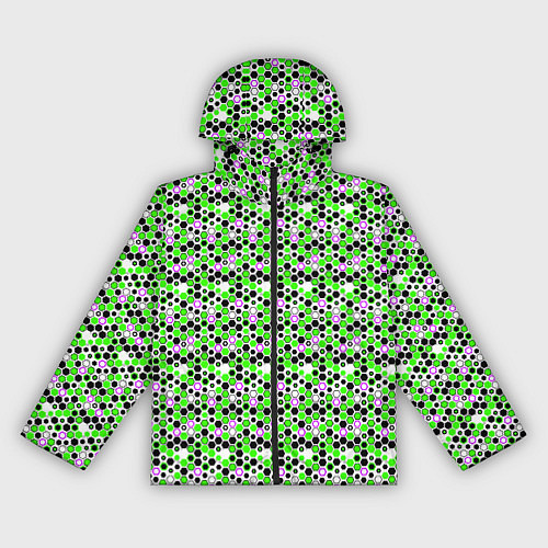 Женская ветровка Киберпанк шестиугольники зелёные / 3D-Черный – фото 1
