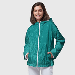 Ветровка с капюшоном женская Джинс с потертостями-зеленый, цвет: 3D-белый — фото 2