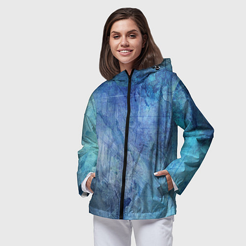 Женская ветровка Абстракция - blue stone / 3D-Черный – фото 3