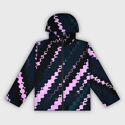 Женская ветровка Тёмно-синий с розовым искажённые полосы / 3D-Черный – фото 1