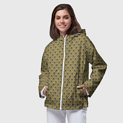 Ветровка с капюшоном женская Геометричный узор - ромбы, цвет: 3D-белый — фото 2