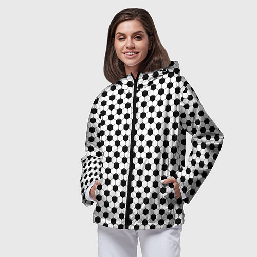 Женская ветровка Текстура футбольного мяча / 3D-Черный – фото 3