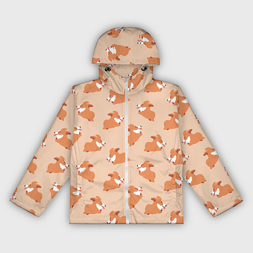 Женская ветровка Паттерн с забавными щенками породы корги / 3D-Белый – фото 1
