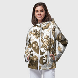 Ветровка с капюшоном женская Растения против зомби в бежевых тонах, цвет: 3D-белый — фото 2