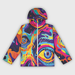 Ветровка с капюшоном женская Глаза вселенной, цвет: 3D-белый