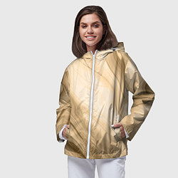 Ветровка с капюшоном женская Светлый коричневый текстура камень мрамор, цвет: 3D-белый — фото 2