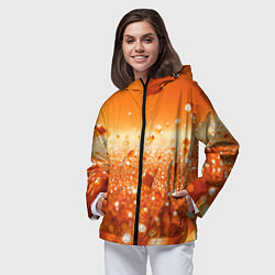 Ветровка с капюшоном женская Оранжевые блестящие частицы текстура, цвет: 3D-черный — фото 2