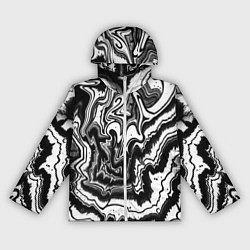 Ветровка с капюшоном женская Закрученные волны - чб абстракция, цвет: 3D-белый