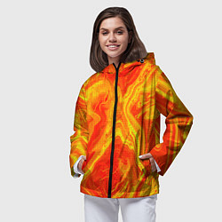 Ветровка с капюшоном женская Огненный жёлто-красный, цвет: 3D-черный — фото 2