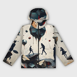 Ветровка с капюшоном женская Сюрреалистичные люди и камни, цвет: 3D-черный