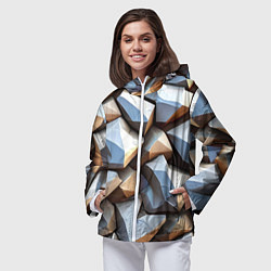 Ветровка с капюшоном женская Каменно металлическая абстракция, цвет: 3D-белый — фото 2