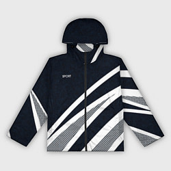 Ветровка с капюшоном женская Sport тёмно-синий с полосами, цвет: 3D-черный