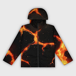 Ветровка с капюшоном женская Оранжевый разлом на черной текстуре, цвет: 3D-черный