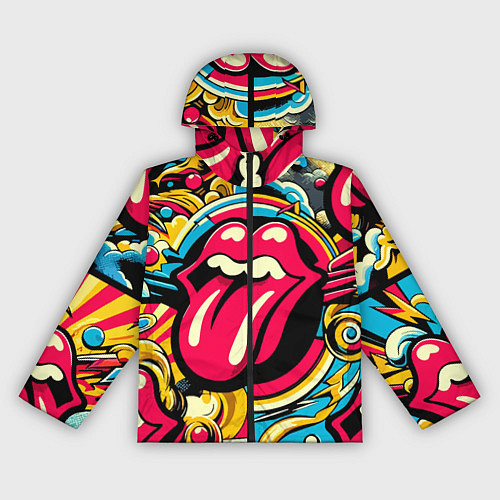 Женская ветровка Rolling Stones logo - pop art pattern / 3D-Черный – фото 1