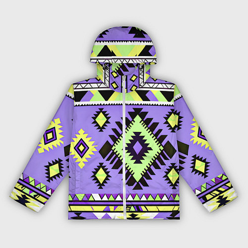 Женская ветровка Геометрический сиренево желтый орнамент ацтеков / 3D-Белый – фото 1