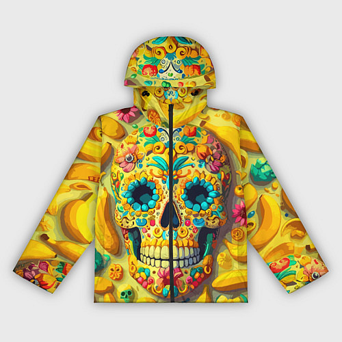 Женская ветровка Красочный летний паттерн с черепом - нейроарт / 3D-Черный – фото 1