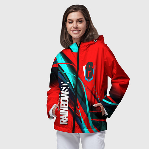 Женская ветровка Rainbow six геометрия полосы / 3D-Черный – фото 3