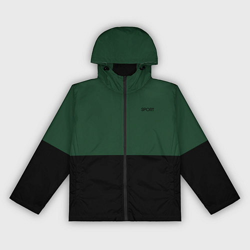 Женская ветровка Sport тёмно-зелёный с чёрным пополам / 3D-Черный – фото 1