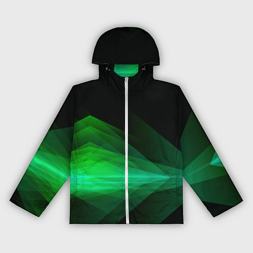 Женская ветровка Неоновая зеленая абстракция на черном фоне / 3D-Белый – фото 1
