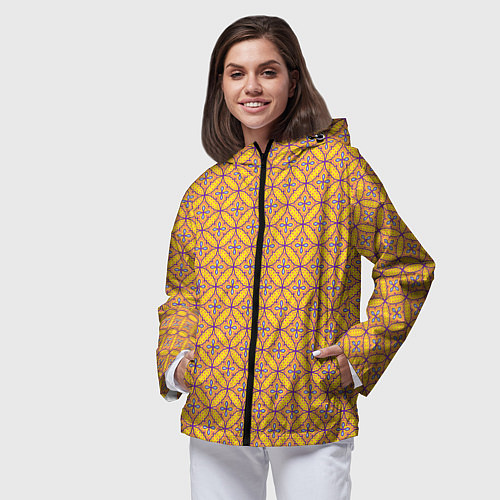 Женская ветровка Красочный орнамент в восточном стиле / 3D-Черный – фото 3