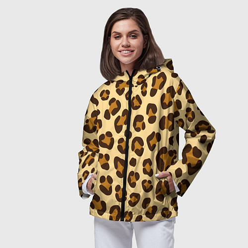 Женская ветровка Паттерн с пятнами леопарда / 3D-Черный – фото 3