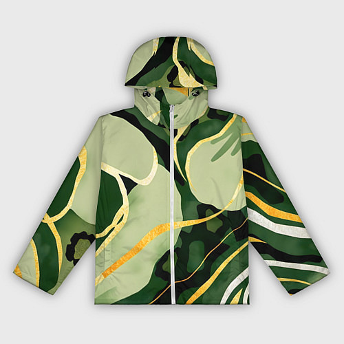 Женская ветровка Зеленый природный паттерн / 3D-Белый – фото 1