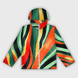 Ветровка с капюшоном женская Тропическая жаркая абстракция, цвет: 3D-белый