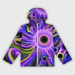 Ветровка с капюшоном женская Абстрактный неоновый космос - чёрная дыра, цвет: 3D-белый