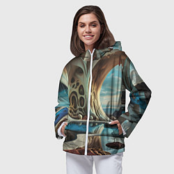 Ветровка с капюшоном женская Современная пещера, цвет: 3D-белый — фото 2