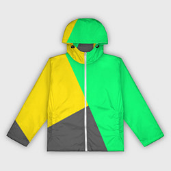Ветровка с капюшоном женская Жёлто-серо-зелёный трёхцветный, цвет: 3D-белый