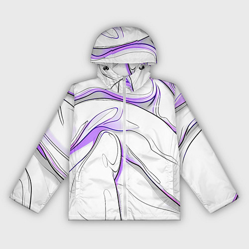 Женская ветровка Черные и фиолетовые линии на белом / 3D-Белый – фото 1
