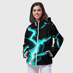 Ветровка с капюшоном женская Color light blue black, цвет: 3D-белый — фото 2