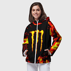 Ветровка с капюшоном женская Monster energy краски огненные, цвет: 3D-белый — фото 2