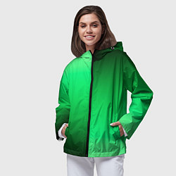 Ветровка с капюшоном женская Чёрно-зелёный градиент пополам, цвет: 3D-черный — фото 2