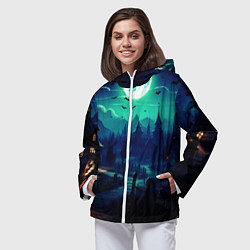 Ветровка с капюшоном женская Day of the Dead - Хэллоуин, цвет: 3D-белый — фото 2