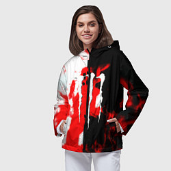 Ветровка с капюшоном женская Monster energy огненная текстура, цвет: 3D-черный — фото 2