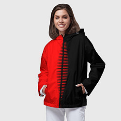Ветровка с капюшоном женская Чёрно-красный пополам с переходом, цвет: 3D-черный — фото 2