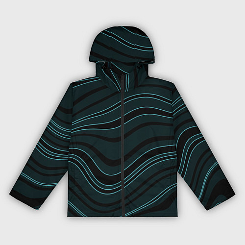 Женская ветровка Тёмный синий волнистые полосы / 3D-Черный – фото 1