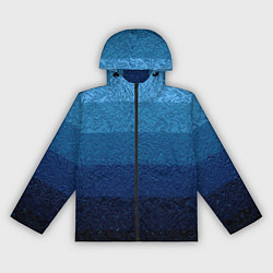 Ветровка с капюшоном женская Сине-голубой градиент полосами с узором, цвет: 3D-черный