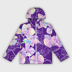 Ветровка с капюшоном женская Японские акварельные орхидеи, цвет: 3D-белый