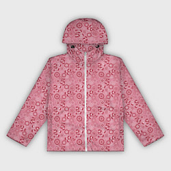 Ветровка с капюшоном женская Красно белый деревенский узор ретро, цвет: 3D-белый