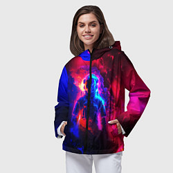 Ветровка с капюшоном женская Космонавт в пламени, цвет: 3D-черный — фото 2
