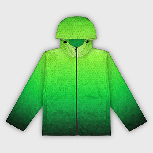 Женская ветровка Градиент мозаика зелёный в тёмный / 3D-Черный – фото 1