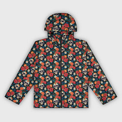 Женская ветровка Черепа и цветы Santa Muerte