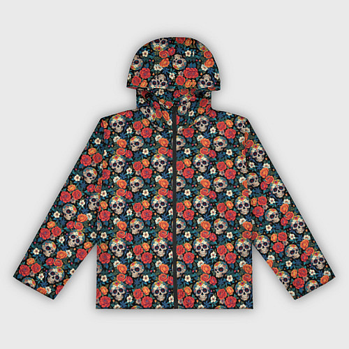 Женская ветровка Черепа и цветы Santa Muerte / 3D-Черный – фото 1