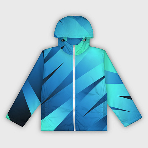 Женская ветровка Сине-голубой абстрактные полосы / 3D-Белый – фото 1