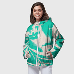 Ветровка с капюшоном женская Color white turquoise, цвет: 3D-белый — фото 2